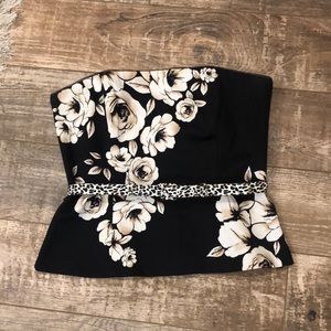 EUC Sz 8 WHBM bustier w/ leopard belt great under a jacket/ sweater or alone
